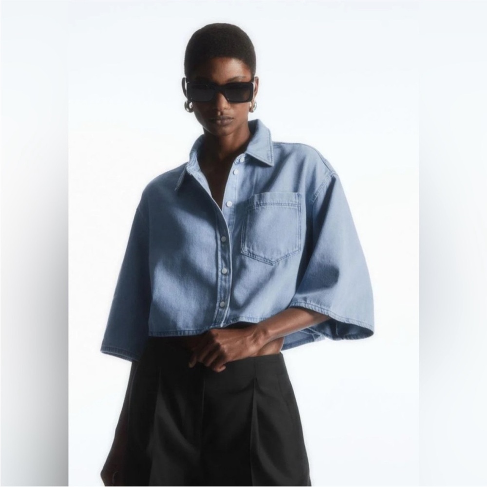 NWOT COS denim cropped shirt